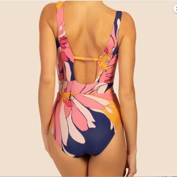 Trina Turk Swimsuit One-Piece Breeze Plunge Swim Summer Beach Floral Small - Picture 2 of 16